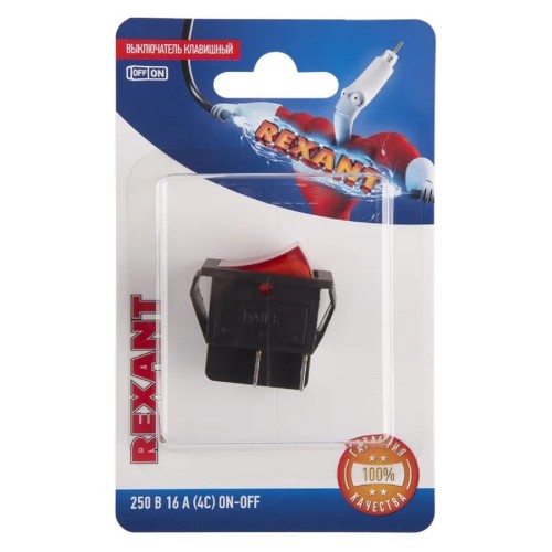 Выключатель клавишный REXANT 06-0303-B 250V 16A (4с) ON-OFF красный - изображение 3