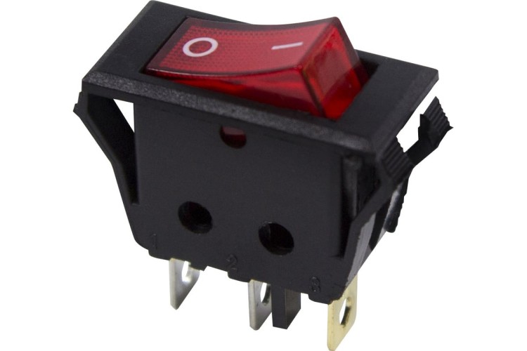 Выключатель клавишный REXANT 250V 15А (3с) ON-OFF ( уп.10 штук ) красный с подсветкой (RWB-413, SC-788) 36-2225