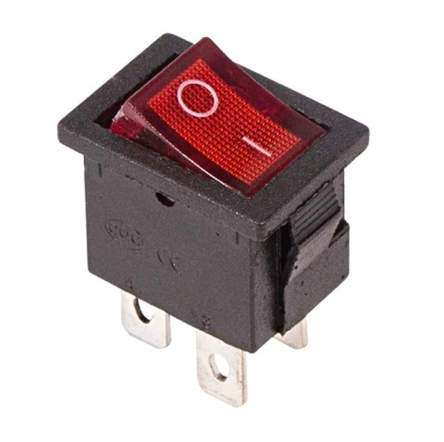 Выключатель клавишный REXANT 250V 6А (4с) ON-OFF красный с подсветкой Mini (RWB-207, SC-768) 36-2190-1