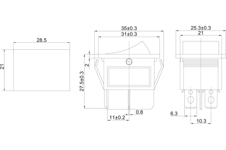 Выключатель клавишный REXANT 250V 16A (4с) ON-OFF ( уп.10 штук ) красный с подсветкой (RWB-502, SC-767, IRS-201-1) 36-2330 - изображение 5