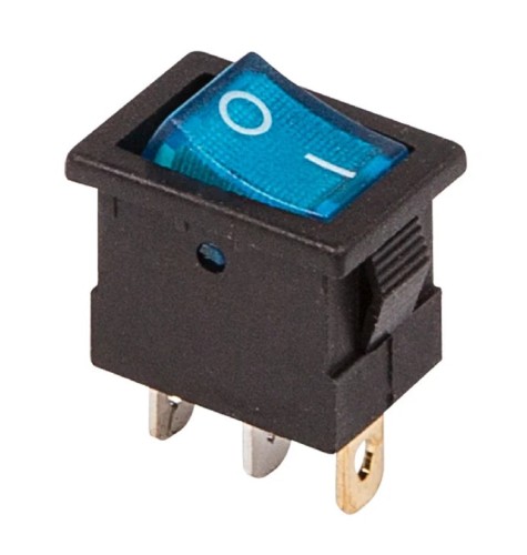 Выключатель клавишный REXANT 12V 15А (3с) ON-OFF ( уп.10 штук ) синий с подсветкой Mini (RWB-206-1, SC-768) 36-2171