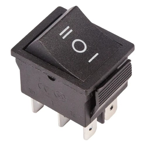 Выключатель клавишный REXANT 250V 15A (6с) ON-OFF-ON черный с нейтралью (RWB-508, SC-767) инд.уп. 36-2370-1