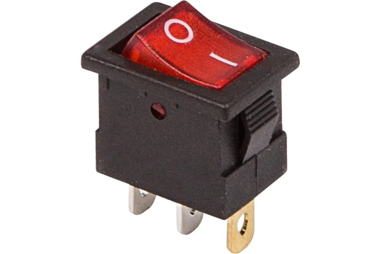 Выключатель клавишный REXANT 12V 15А (3с) ON-OFF (уп.10 штук ) красный с подсветкой Mini (RWB-206-1, SC-768) 36-2170