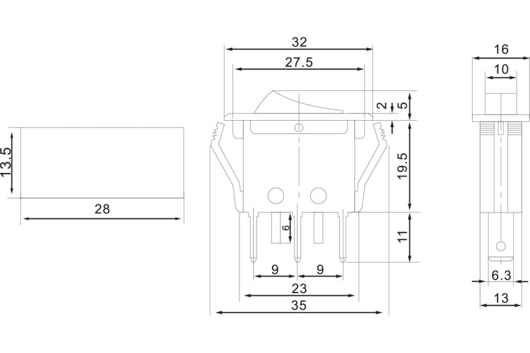 Выключатель клавишный REXANT 250V 15А (3с) ON-OFF ( уп.10 штук ) красный с подсветкой (RWB-413, SC-788) 36-2225 - изображение 2