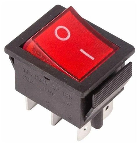 Выключатель клавишный REXANT 250V 15A (6с) ON-ON ( уп.10 штук ) красный с подсветкой (RWB-506, SC-767) 36-2350