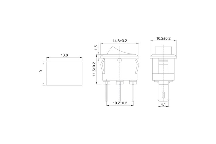 Выключатель клавишный REXANT 250V 3А (3с) ON-ON черный Micro (RWB-102) ( уп.10 штук ) 36-2030 - изображение 2
