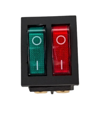 Выключатель клавишный REXANT 250V 15A (6с) ON-OFF ( уп.10 штук ) красный/зеленый с подсветкой ДВОЙНОЙ (RWB-511) 36-2450 - изображение 3