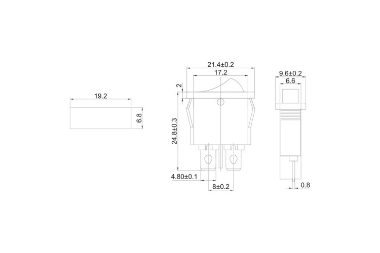 Выключатель клавишный REXANT 250V 6А (2с) ON-OFF ( уп.10 штук ) черный Mini (RWB-103, SC-766, MRS-101-5) 36-2050 - изображение 2
