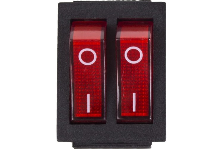 Выключатель клавишный REXANT 250V 15A (6с) ON-OFF ( уп.10 штук ) красный с подсветкой ДВОЙНОЙ (RWB-511, SC-797) 36-2410 - изображение 2