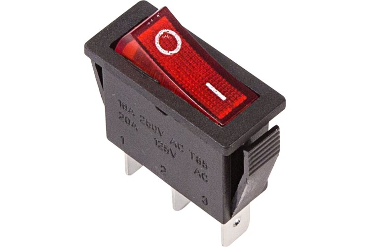 Выключатель клавишный REXANT 250V 15А (3с) ON-OFF ( уп.10 штук ) красный с подсветкой (RWB-404, SC-791, IRS-101-1C) 36-2210