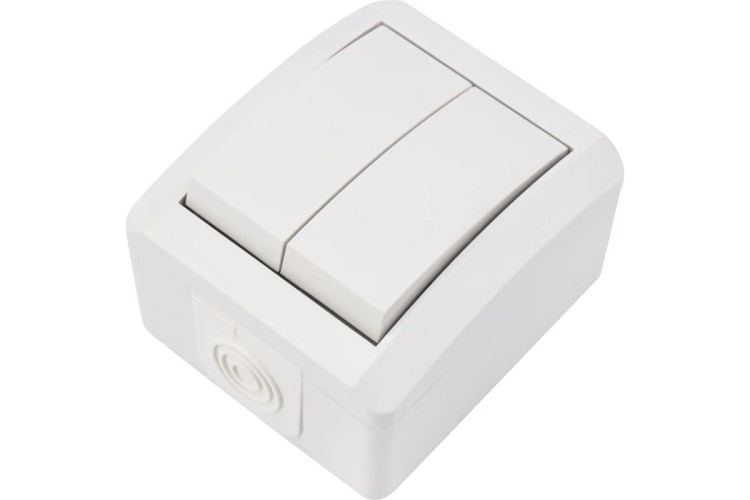 Выключатель Kranz KR-78-0832 двухклавишный INDUSTRIAL IP54, о/у, белый