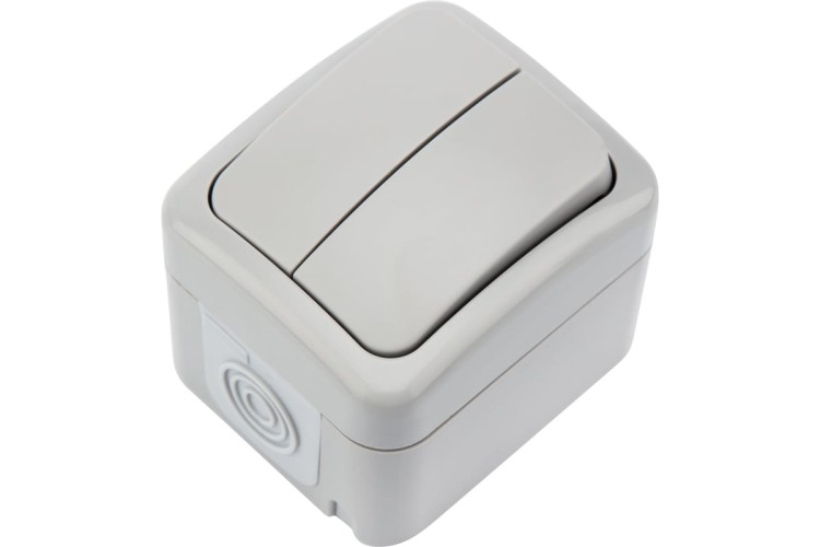 Выключатель Kranz KR-78-0833 двухклавишный Mini OG IP54, о/у, серый