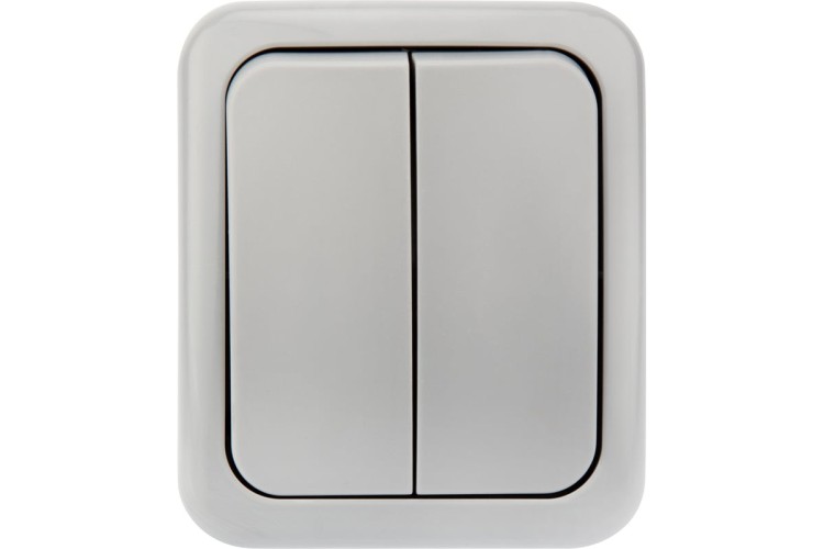 Выключатель Kranz KR-78-0833 двухклавишный Mini OG IP54, о/у, серый - изображение 2