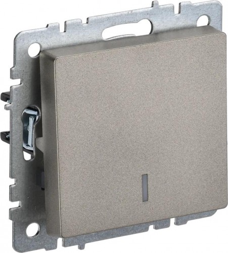 Выключатель одноклавишный IEK BRITE ВС10-1-1-БрШ 10А с индикацией, шампань BR-V10-1-10-K37