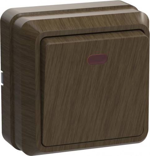 Выключатель одноклавишный IEK Октава ВС20-1-1-ОД 10А IP20 с индикацией, дуб EVO11-K04-10-DC