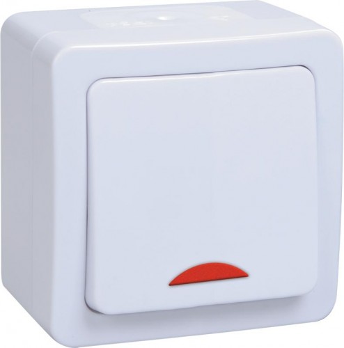 Выключатель одноклавишный IEK GERMES Plus ВС20-1-1-ГПБ 10А с индикацией, белый EVMP11-K01-10-54-EC