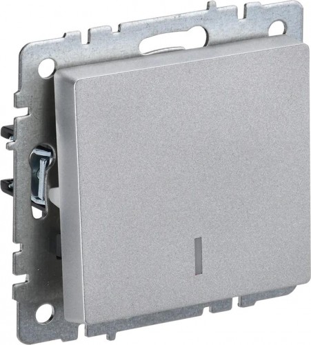 Выключатель одноклавишный IEK BRITE ВС10-1-1-БрА 10А с индикацией алюм. BR-V10-1-10-K47