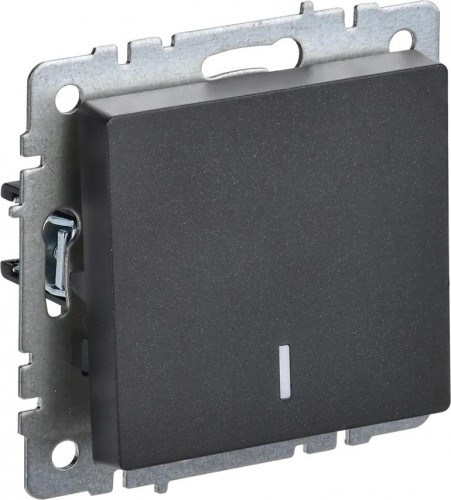 Выключатель одноклавишный IEK BRITE ВС10-1-1-БрЧ 10А с индикацией, черный BR-V10-1-10-K02