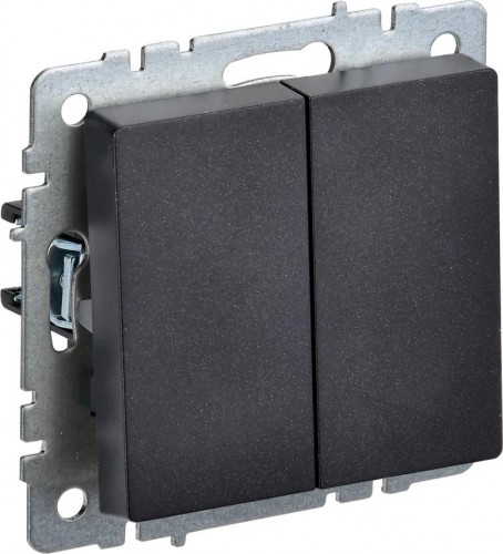 Выключатель проходной IEK BRITE ВС10-2-6-БрЧ 2-клавишный 10А черный BR-V22-0-10-K02