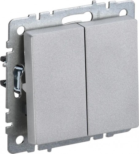 Выключатель проходной IEK BRITE ВС10-2-6-БрА 2-клавишный 10А алюм. BR-V22-0-10-K47