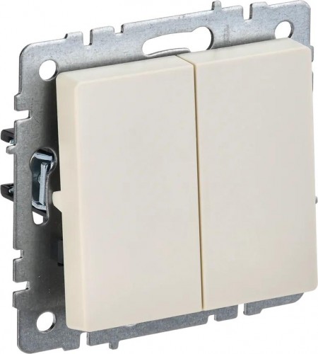 Выключатель проходной IEK BRITE ВС10-2-6-БрКр 2-клавишный 10А бежевый BR-V22-0-10-K10