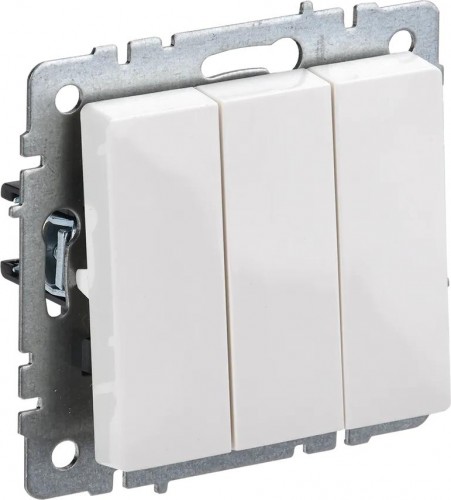Выключатель трехклавишный IEK BRITE ВС10-3-0-БрБ 10А белый BR-V30-0-10-K01