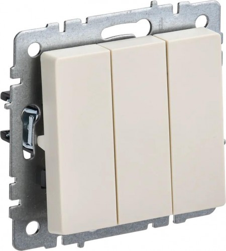 Выключатель трехклавишный IEK BRITE ВС10-3-0-БрКр 10А бежевый BR-V30-0-10-K10