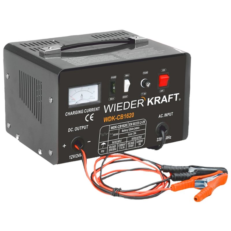 Устройство зарядное для аккумуляторов WIEDERKRAFT 12/24В до 250 А/ч 2 режима 20А WDK-CB1620