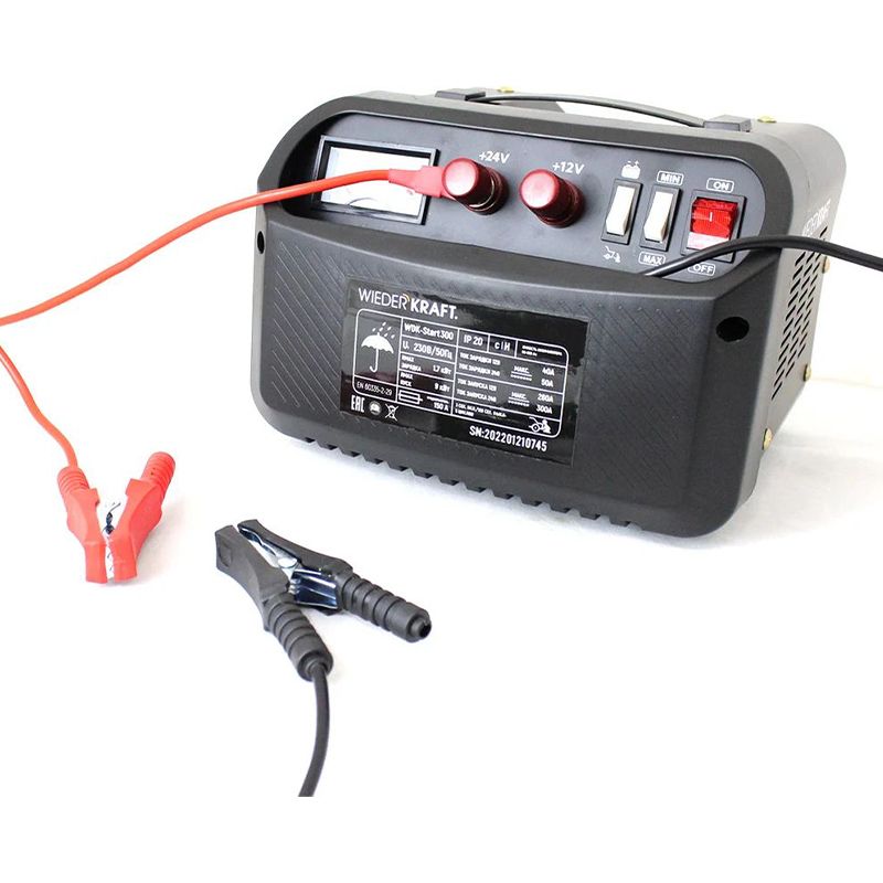 Пуско-зарядное устройство WIEDERKRAFT 12/24 В, 300А WDK-Start300 - изображение 4