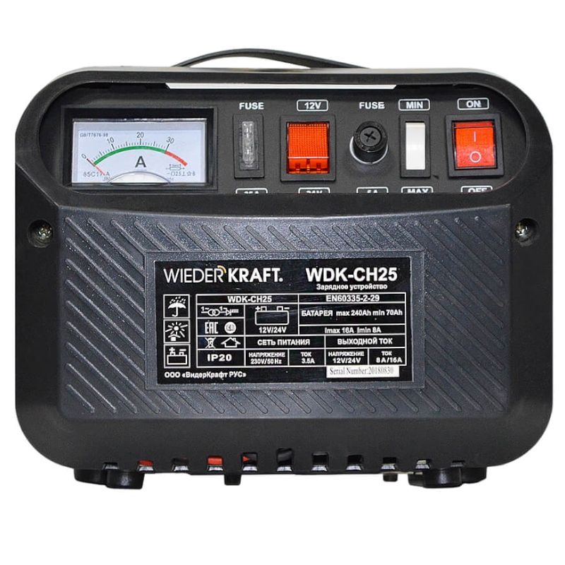 Устройство зарядное для аккумуляторов WIEDERKRAFT до 240А/ч 12/24V ток зарядки 8/16А WDK-CH25 - изображение 2