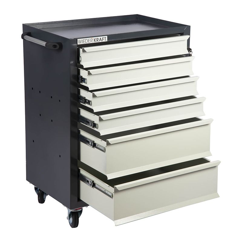 Тележка инструментальная WIEDERKRAFT 670х450х930 6 ящиков 4x87мм 2x179мм серый/с-серый WDK-606GG - изображение 2