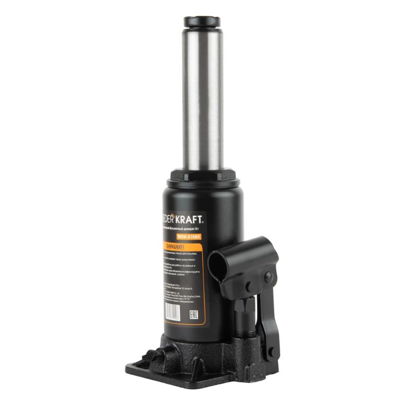 Домкрат бутылочный WIEDERKRAFT WDK-81040 4 т гидравлический высота 180-360 черный