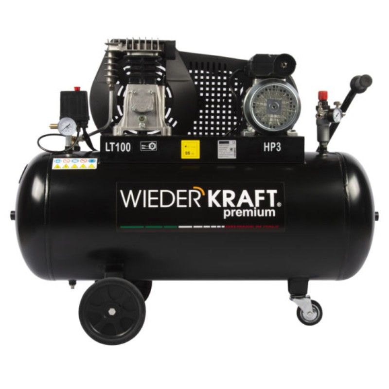 Масляный поршневой компрессор с ременным приводом WIEDERKRAFT WDK-91040 400 л/мин, ресивер 100 л - изображение 3