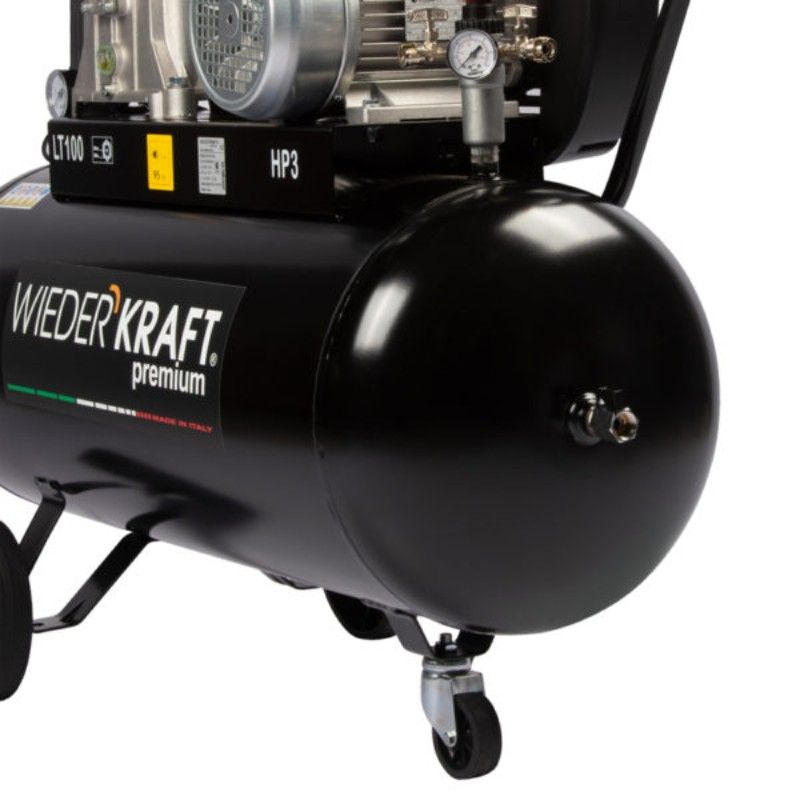 Масляный поршневой компрессор с ременным приводом WIEDERKRAFT WDK-91040 400 л/мин, ресивер 100 л - изображение 4