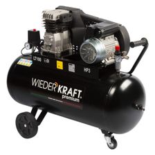 Масляный поршневой компрессор с ременным приводом WIEDERKRAFT WDK-91040 400 л/мин, ресивер 100 л - изображение 9