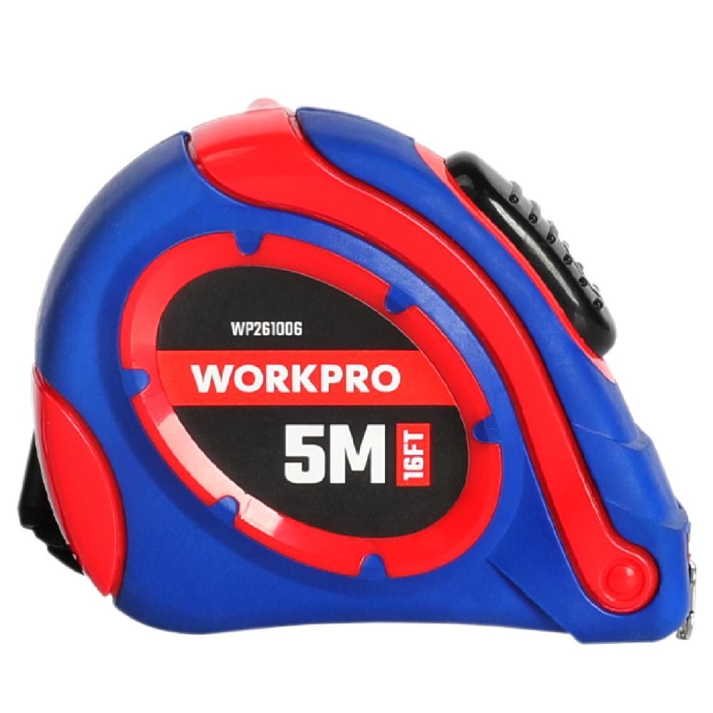 Рулетка WORKPRO пластмассовая 5м(16фут)*19мм самоблокирующаяся