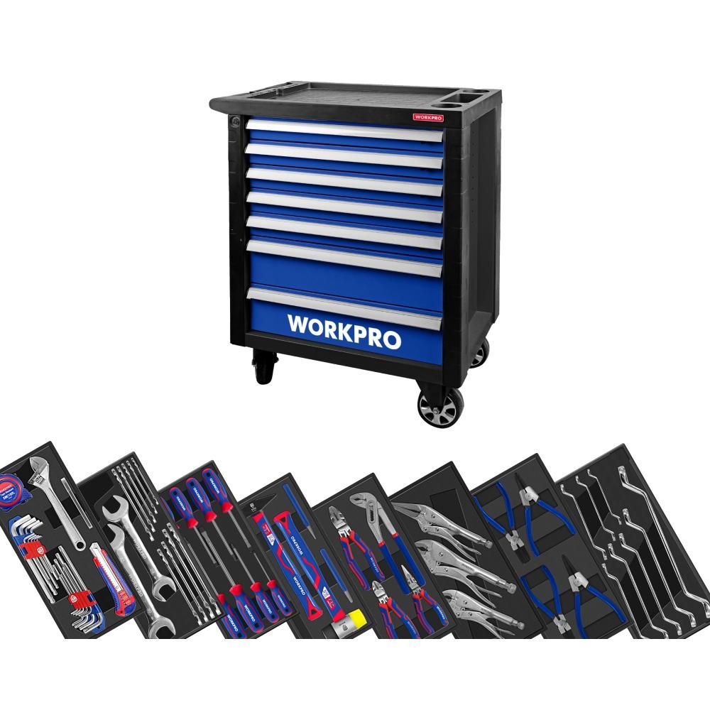 Тележка инструментальная WORKPRO 7 ящиков с 12 Ложемент WORKPROами (2 места)