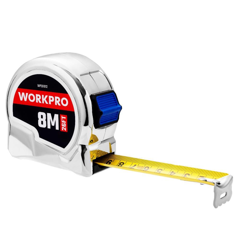 Рулетка WORKPRO 8м(26футов)*25мм металлический корпус