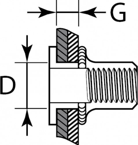Заклепка резьбовая с насечками KRAFTOOL Nut-R M5 стальная, уменьш. бортик 1000 шт 311708-05 - изображение 2