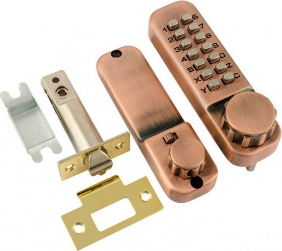 Замок накладной кодовый НОРА-М 101 с блокир. автозапирания "Старая медь" 7317