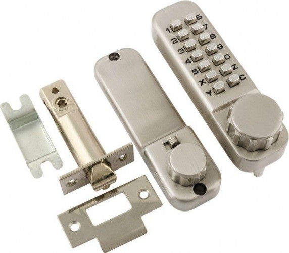 Замок накладной кодовый НОРА-М 101 с блокир. автозапирания "Матовый хром" 7313