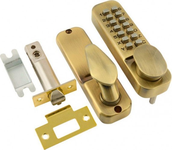 Замок накладной кодовый НОРА-М 231 с блокир. автозапирания "Старая бронза" 7328