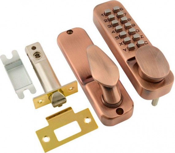 Замок накладной кодовый НОРА-М 231 с блокир. автозапирания "Старая медь" 7331