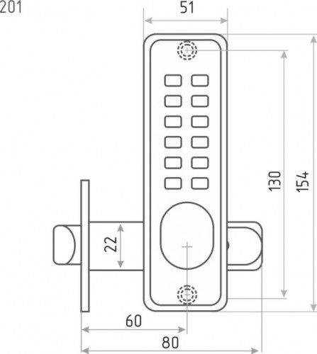Замок накладной кодовый НОРА-М 201 с блокир. автозапирания "Старая медь" 7324 - изображение 2