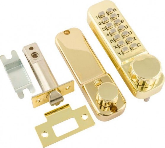 Замок накладной кодовый  НОРА-М 101 с блокир. автозапирания "Золото" 7312