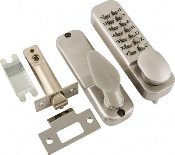 Замок накладной кодовый НОРА-М 231 с блокир. автозапирания "Матовый никель"  7332