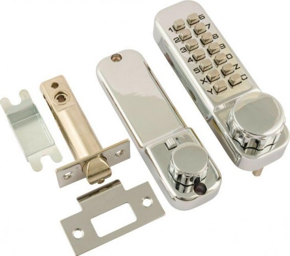 Замок накладной кодовый НОРА-М 101 с блокир. автозапирания "Хром" 7315