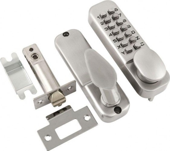 Замок накладной кодовый НОРА-М 231 с блокир. автозапирания "Матовый хром" 7326