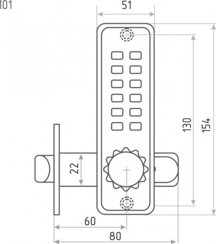 Замок накладной кодовый НОРА-М 101 с блокир. автозапирания "Хром" 7315 - изображение 2