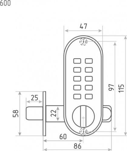 Замок накладной кодовый НОРА-М 600 "Хром" 14741 - изображение 2